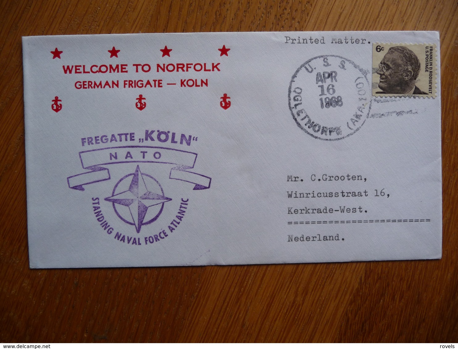 (zw) Schiffpost Shipmail FREGATTE KÖLN NATO USS VERENIGDE NATIES. 1968. - Boten