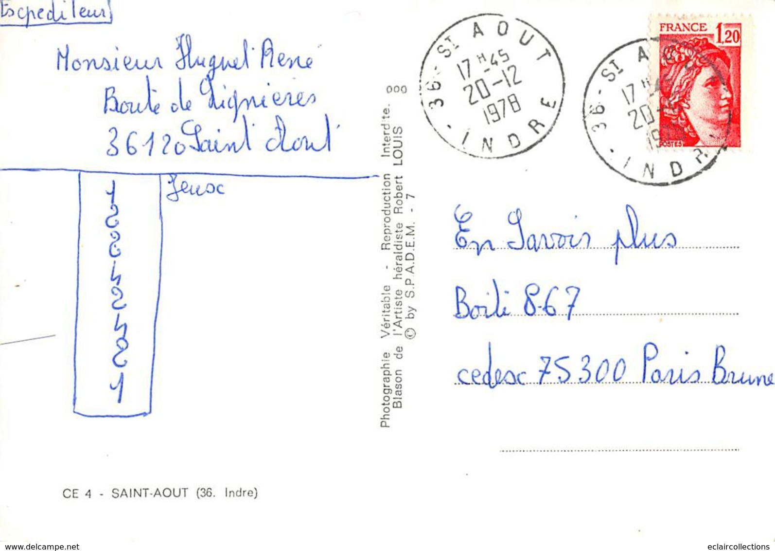 Saint Aout        36        4 Mini Vues Sur  1 Carte -  1978   (voir Scan) - Other & Unclassified