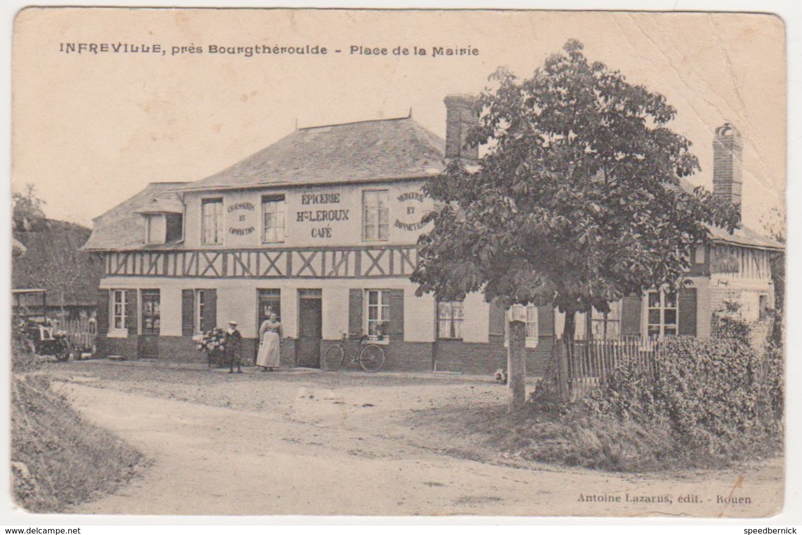 27011 , Près Bourgtheroulde- (27) :La Place De La Mairie  ATTENTION ETAT ! Ed Lazarus Rouen -Epicerie Leroux - Other & Unclassified