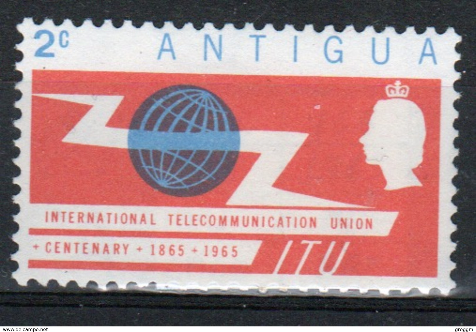 Antigua 1965 Single 2 Cent Stamp Celebrating ITU. - 1960-1981 Ministerial Government