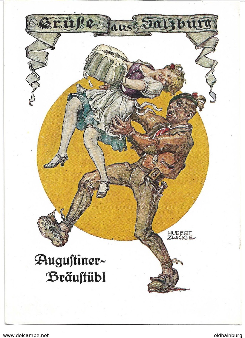 3081p: Werbe- AK Augustiner- Bräustübl Salzburg, Um 1950 (Motiv Bier) - Advertising