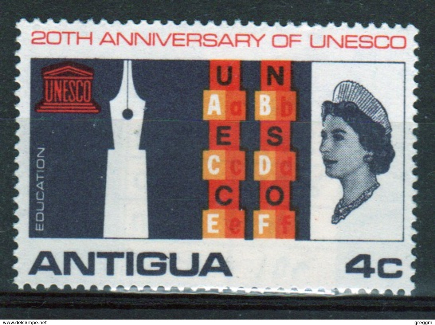 Antigua 1966 Single 4 Cent Stamp Celebrating 20th Anniversary Of UNESCO. - 1960-1981 Ministerial Government