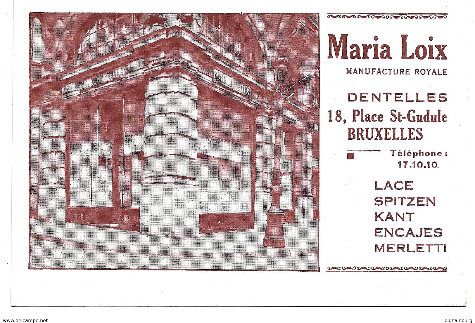 3081l: AK Maria Loix, Dentelles, 18, Place St. Gudule, RR - Petits Métiers