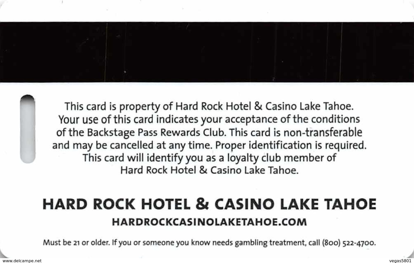 Slotcard / Casinokarte / Playerscard - HARD ROCK Casino - Lake Tahoe, NV (USA) - Casinokarten