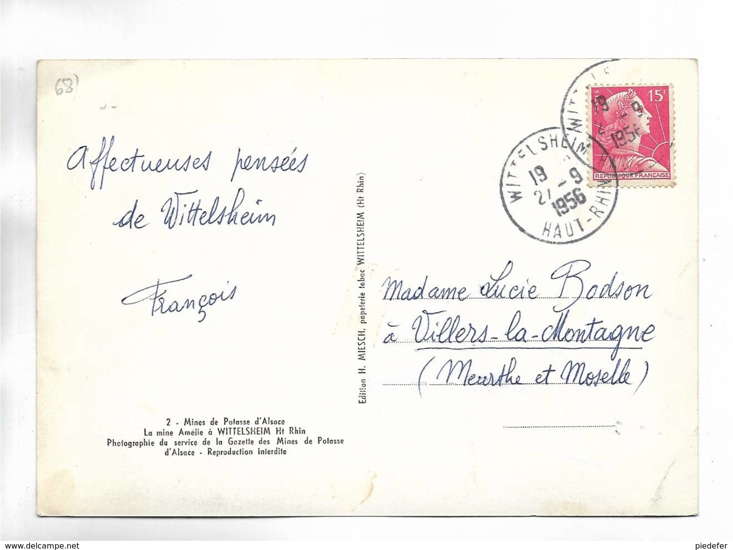 68 - Mines De Potasse D' Alsace - La Mine Amélie à WITTELSHEIM ( Ht-Rhin ) - Carte Glacée - Autres & Non Classés