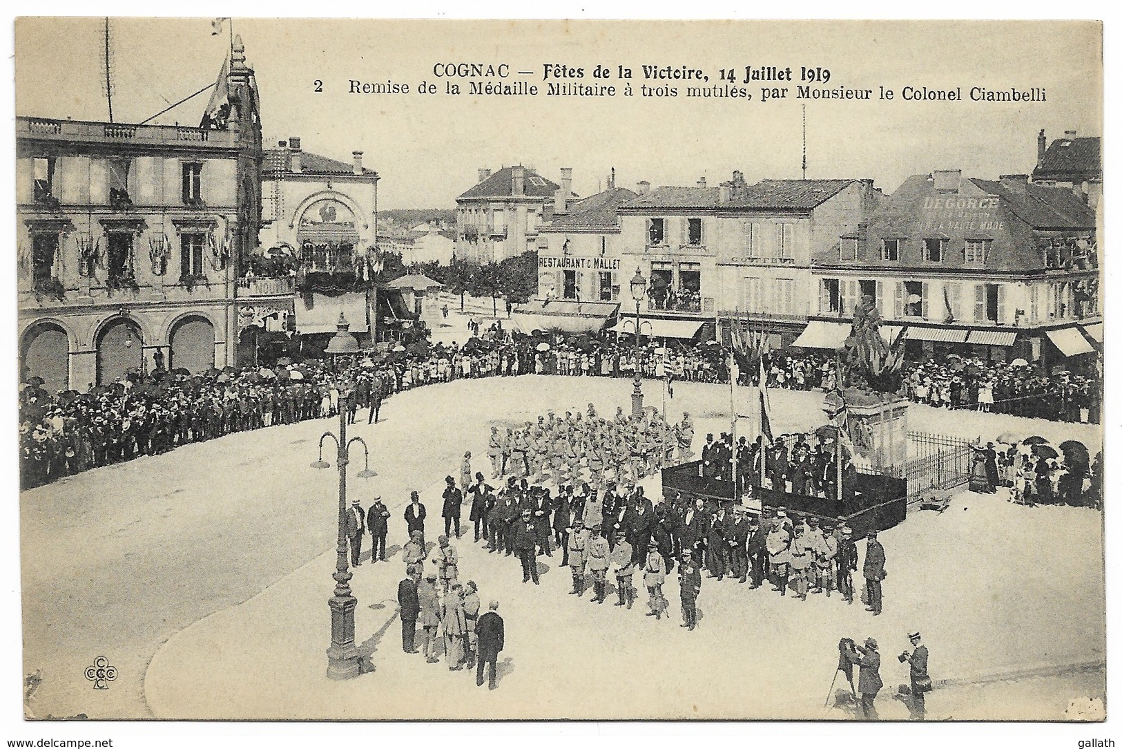 16-COGNAC-Fêtes 14.07.1919 N°2 - Remise Médaille Militaire à 3 Mutilés Par Colonel Ciambelli...  Animé - Cognac