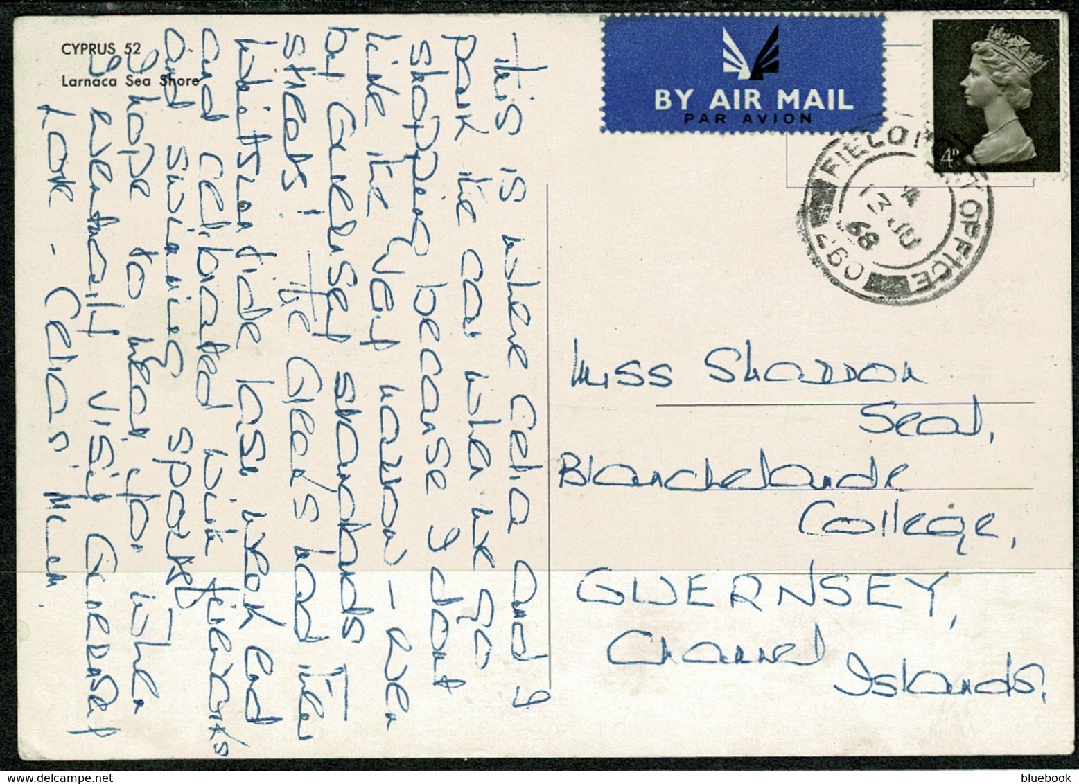 Ref 1301 - 1968 Larnaca Cyprus Postcard To Guernsey - GB Field Post Office 260 FPO 260 - Cyprus