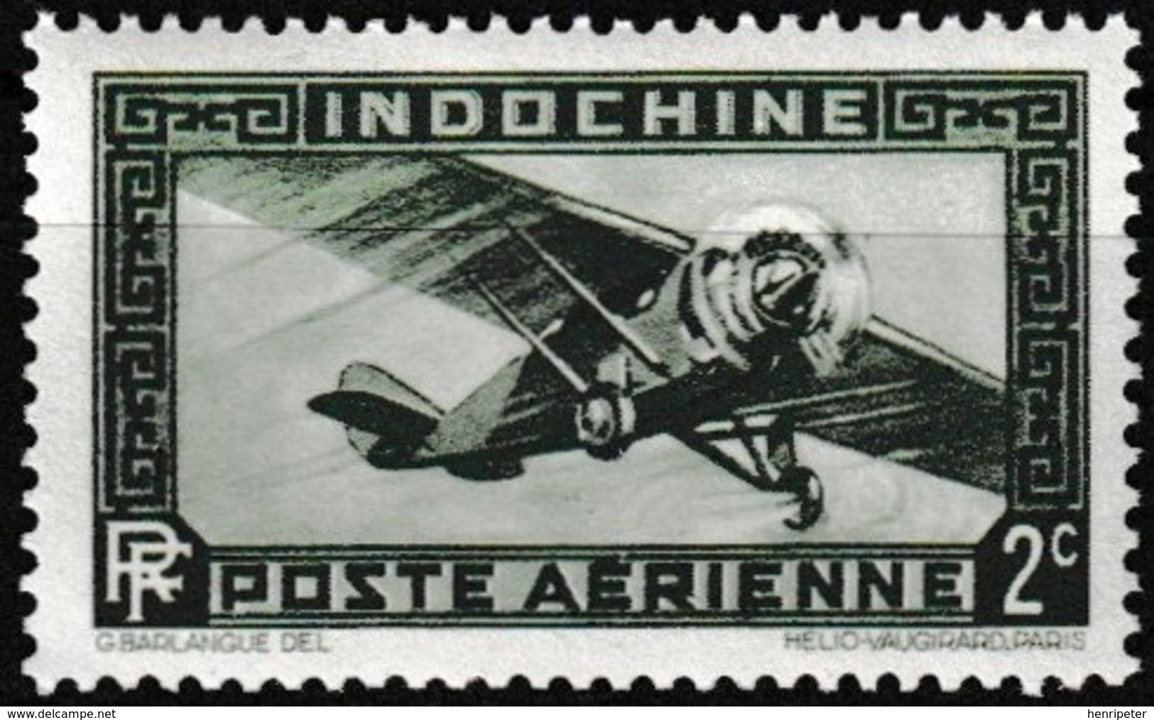 Timbre Aérien Gommé Neuf** - Avion Monomoteur Single-engine Airplane - N° 2 (Yvert) - Indochine 1933 - Poste Aérienne