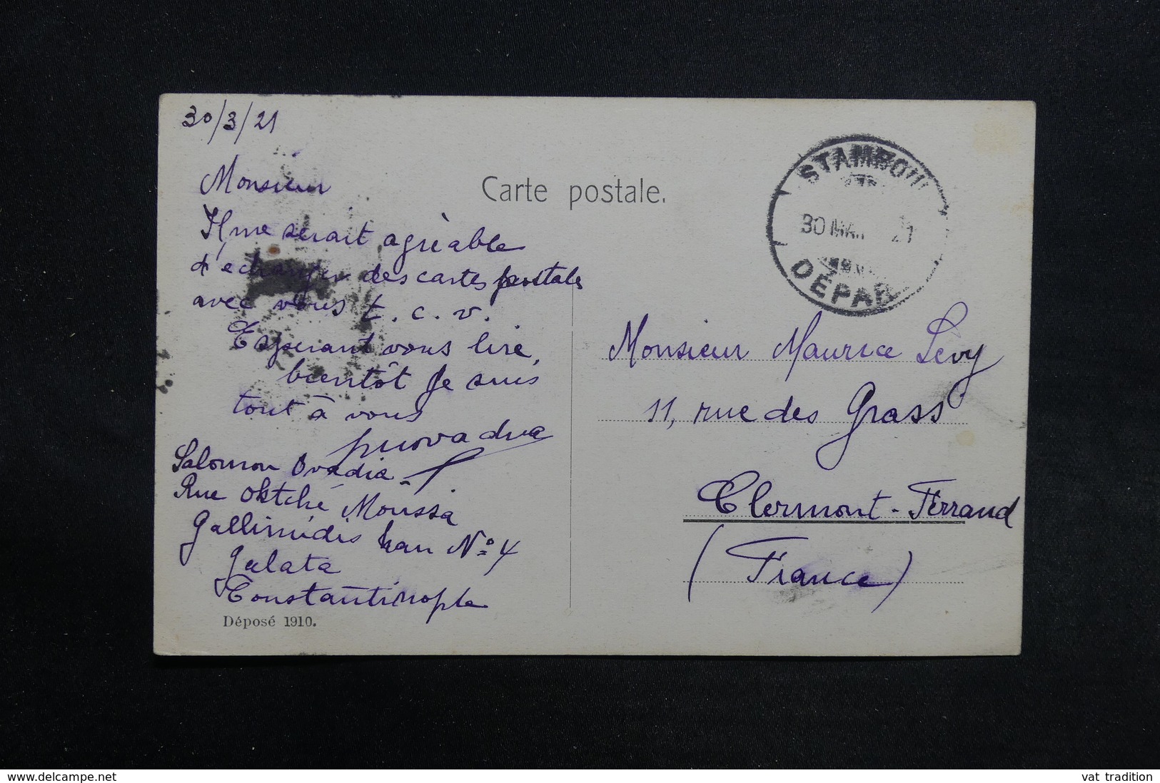 TURQUIE - Affranchissement De Galata Sur Carte Postale En 1921 Pour La France - L 31548 - Lettres & Documents