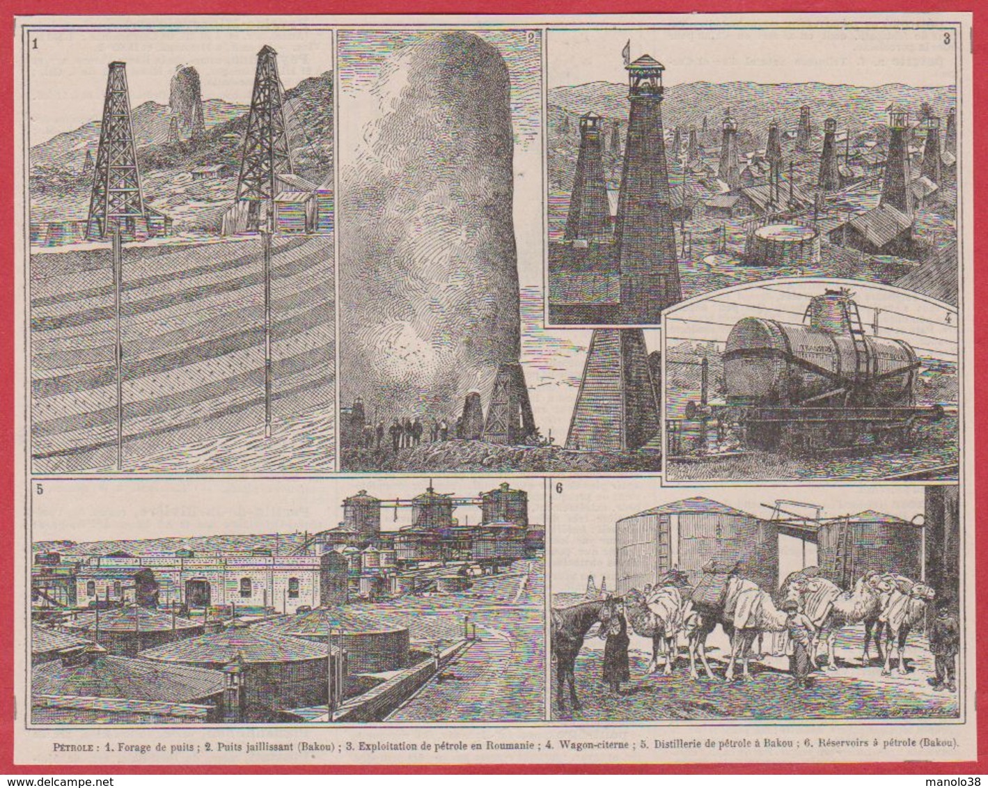 Pétrole. Matériels. Exploitation à Bakou En Azerbaïdjan. Illustration Maurice  Dessertenne. Larousse 1920 - Sin Clasificación