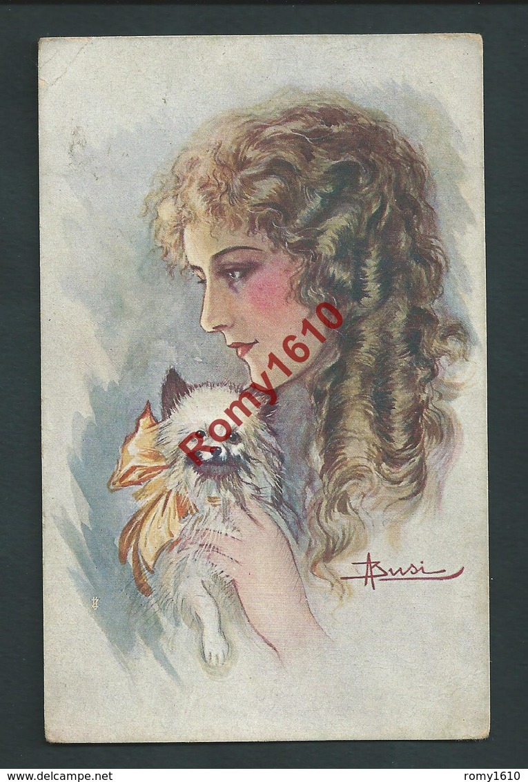 BUSI. Jolie Femme Et Petit Chien.  1921.   2 Scans. - Other & Unclassified