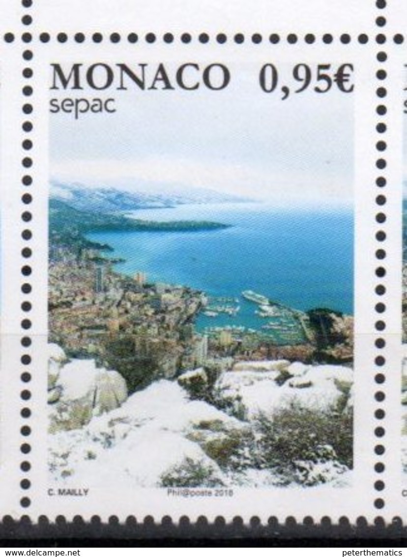 MONACO, 2018, MNH, SEPAC, SHIPS, MOUNTAINS, CITY VIEWS,  1v - Emissions Communes