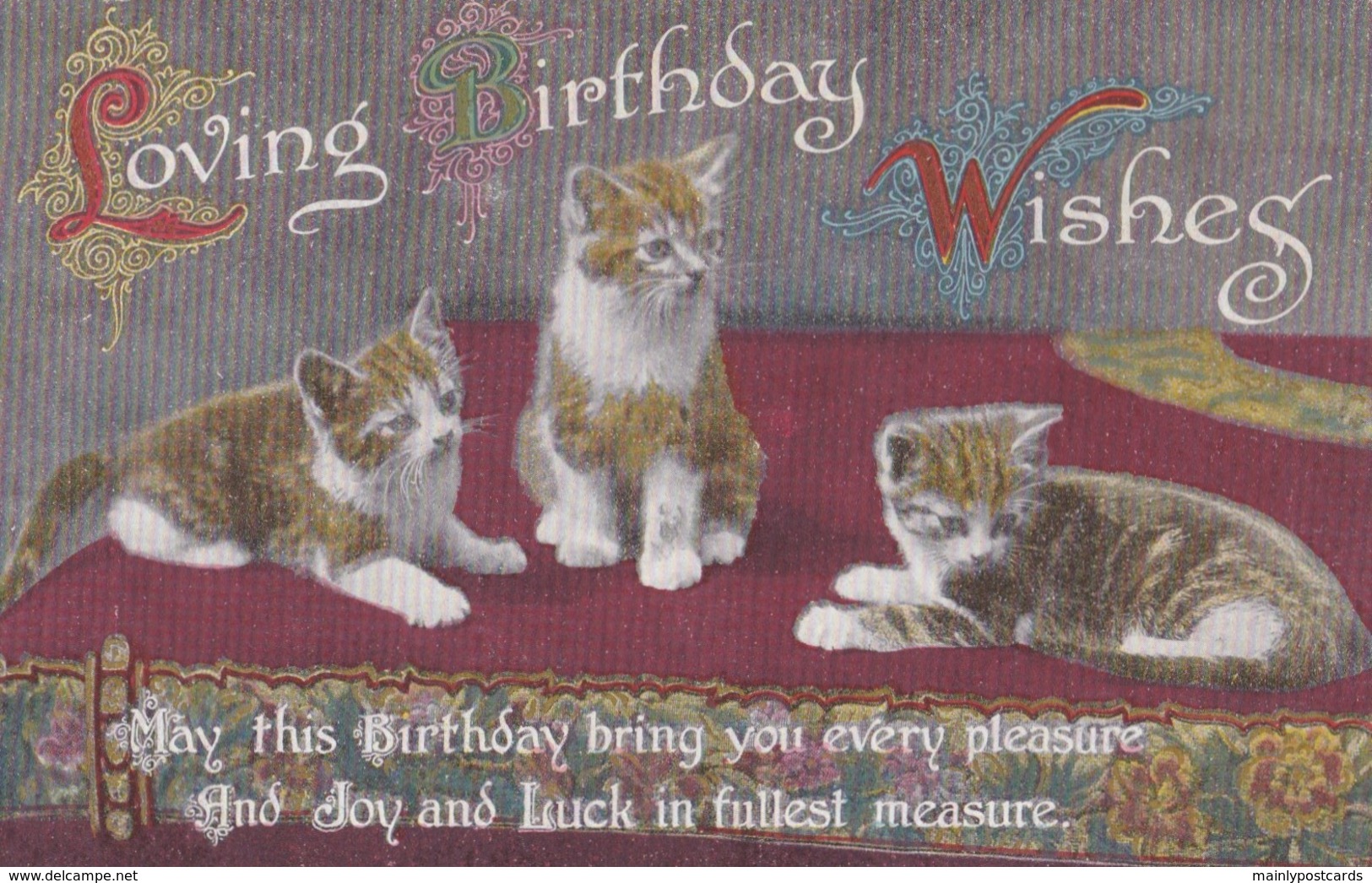 AQ31 Greetings - Loving Birthday Wishes - 3 Cats - Birthday