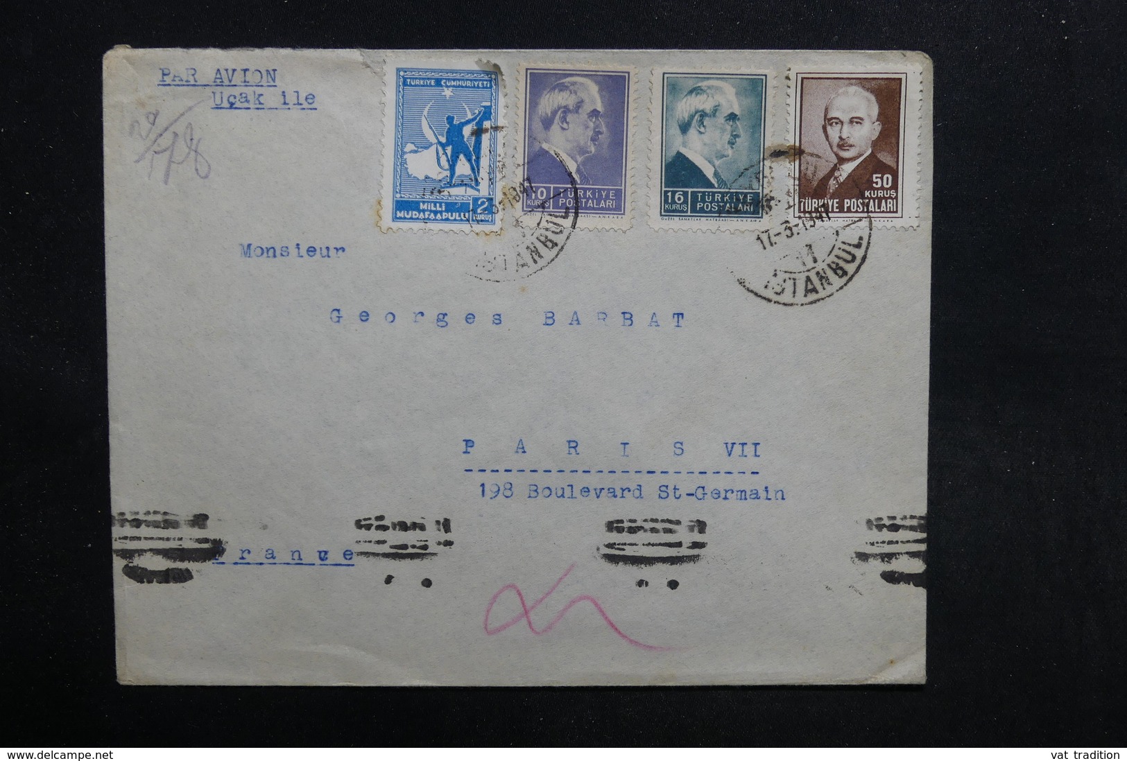 TURQUIE - Enveloppe De Istanbul  Pour La France En 1947 -  L 31591 - Covers & Documents