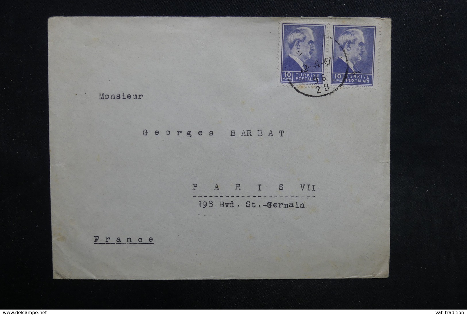 TURQUIE - Enveloppe De Istanbul  Pour La France En 1947 -  L 31592 - Briefe U. Dokumente