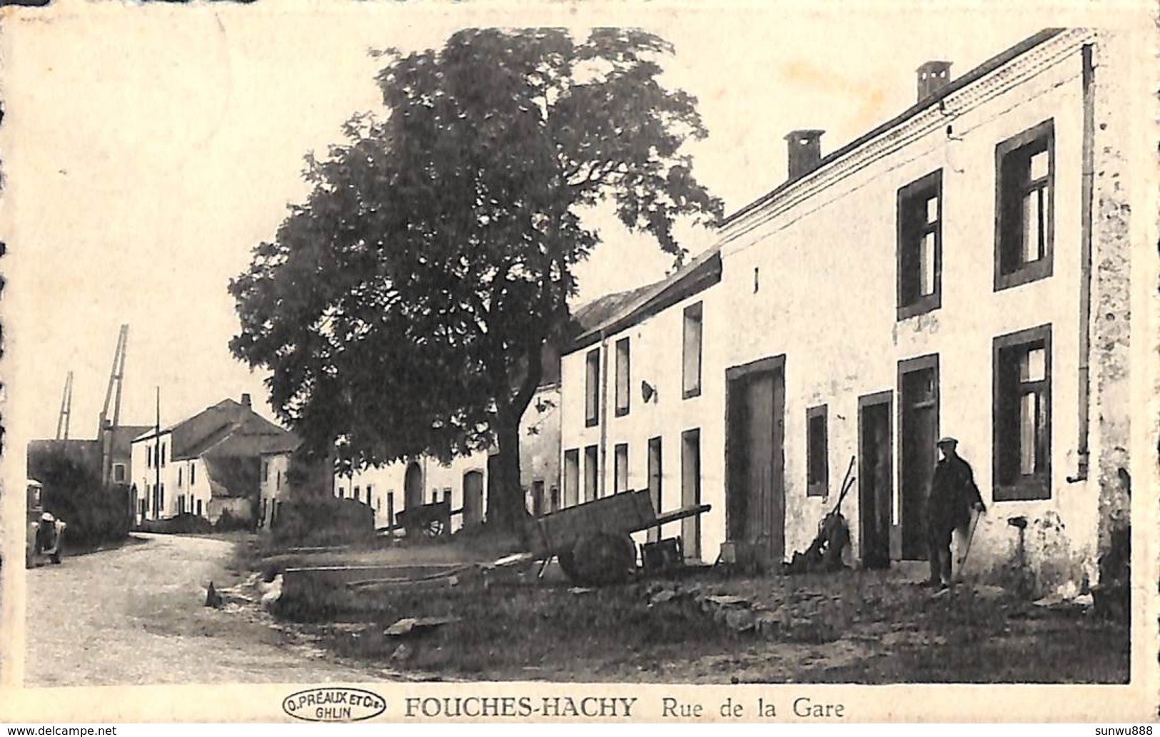 Fouches-Hachy - Rue De La Gare (animée, Préaux, Edit. A. Mirioni-Monseur) - Arlon