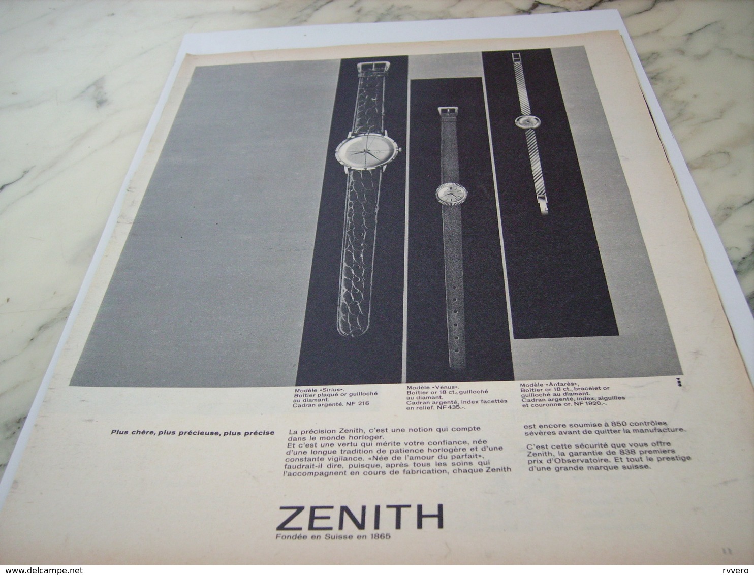 ANCIENNE PUBLICITE PLUS CHERE PRECIEUSE PLUS PRECISE MONTRE ZENITH 1961 - Autres & Non Classés