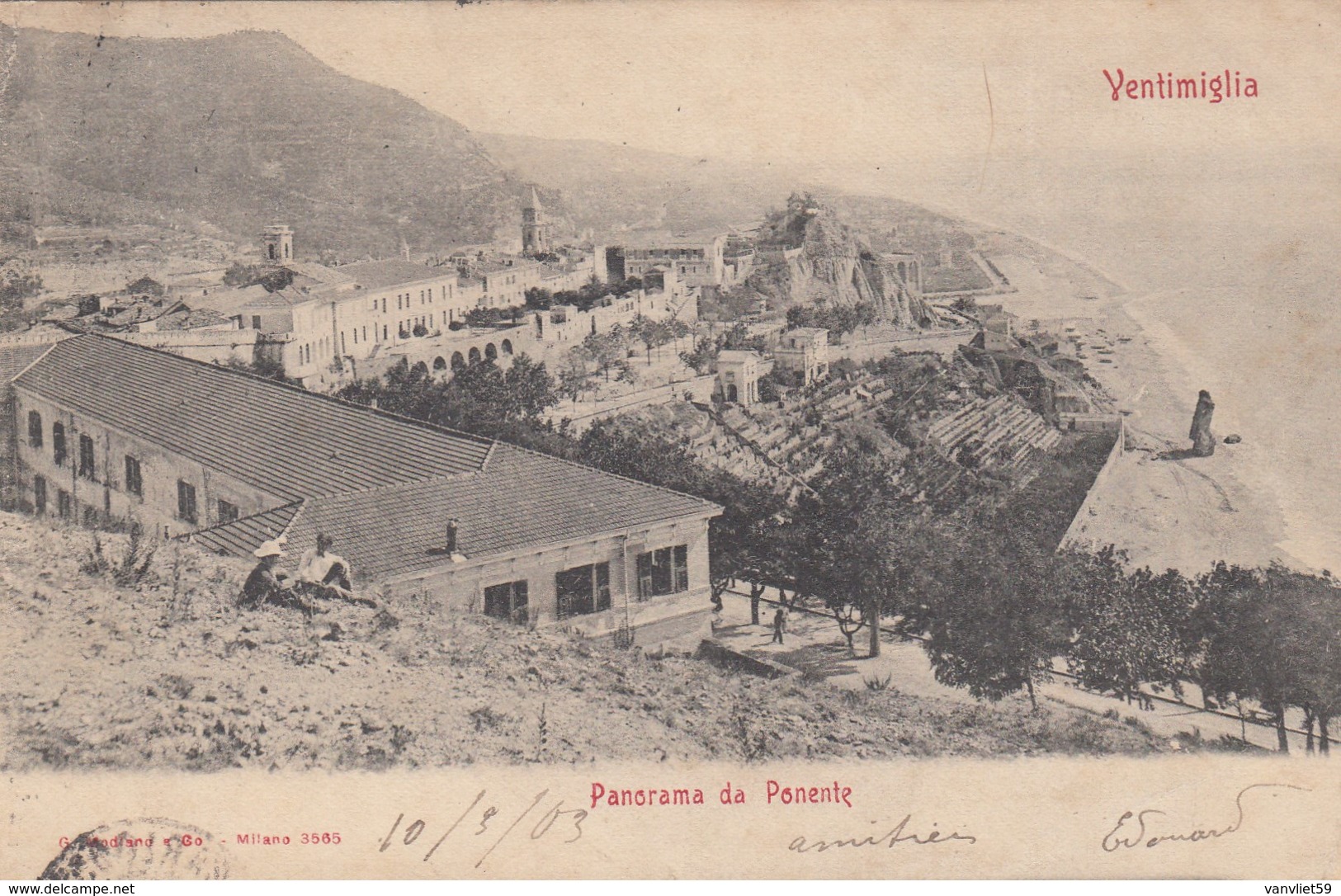 VENTIMIGLIA-IMPERIA-PANORAMA DA PONENTE-CARTOLINA VIAGGIATA IL 10-3-1903 - Imperia