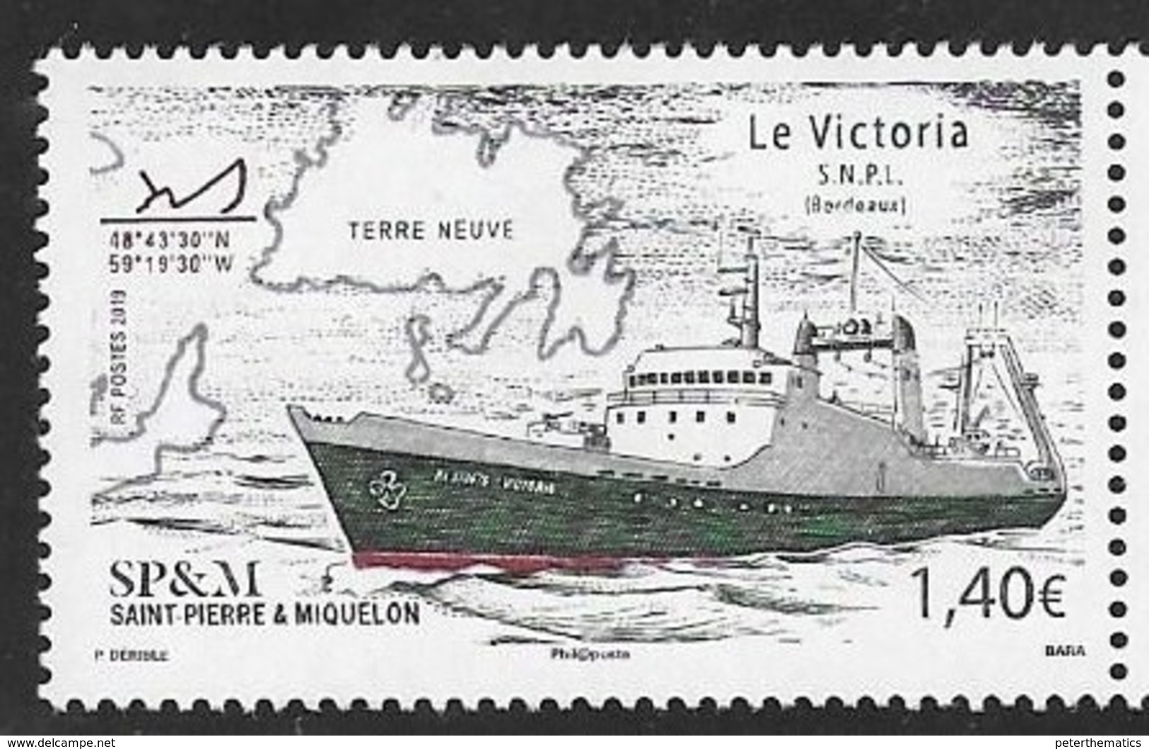 ST. PIERRE ET MIQUELON, SPM, 2019, MNH, SHIPS, LE VICTORIA, 1v - Ships