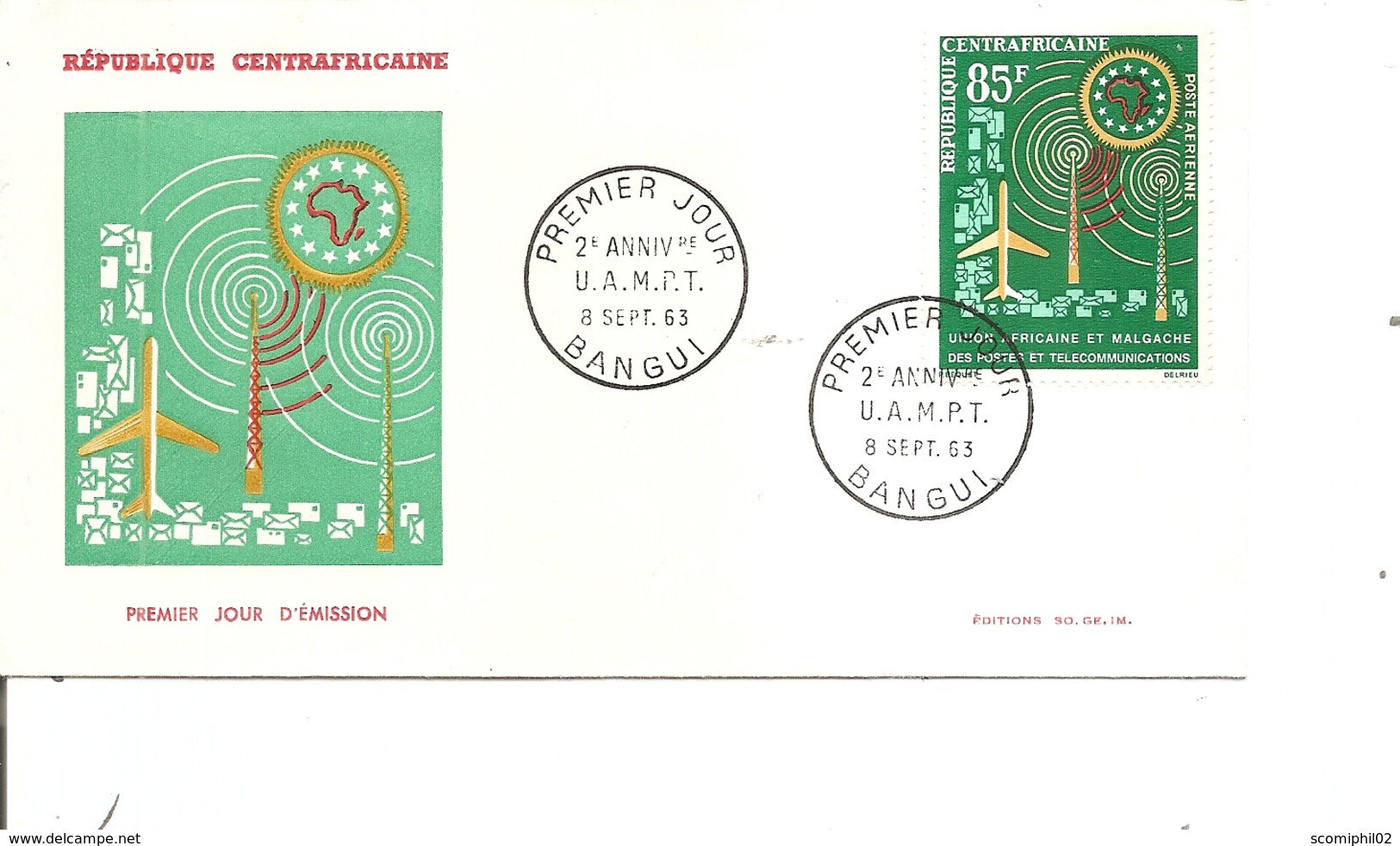 Centrafricaine - UAMPT  ( FDC De 1963 à Voir) - Centrafricaine (République)