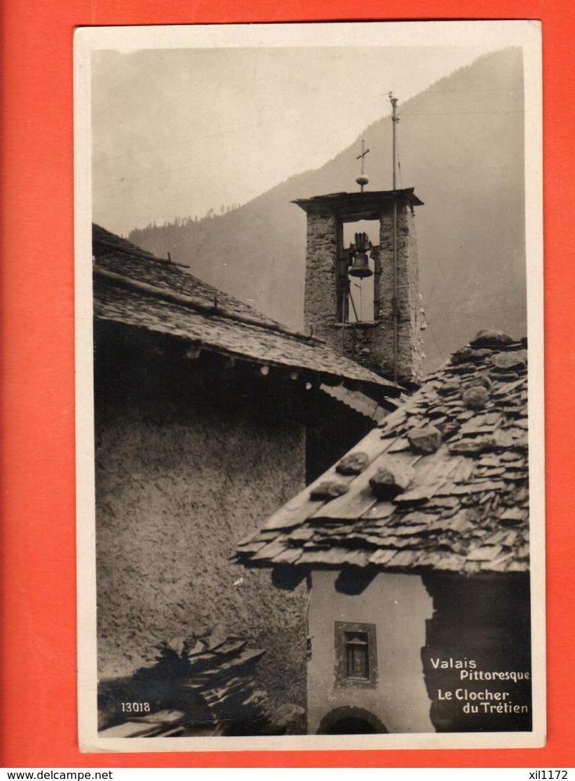 TSH-02 Valais Pittoresque, Le Clocher Du Trétien, Toit En Ardoises. Cachet Salvan 1922 Perrochet-M. 13018 - Salvan