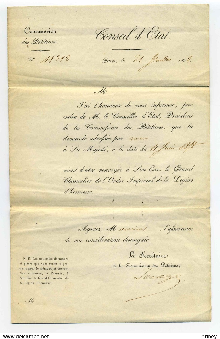 Franchise : Cabinet De L'Empereur ( Napoléon III ) + Cad De Verification  PARIS -FRANCHISE / 1858 - 1849-1876: Classic Period