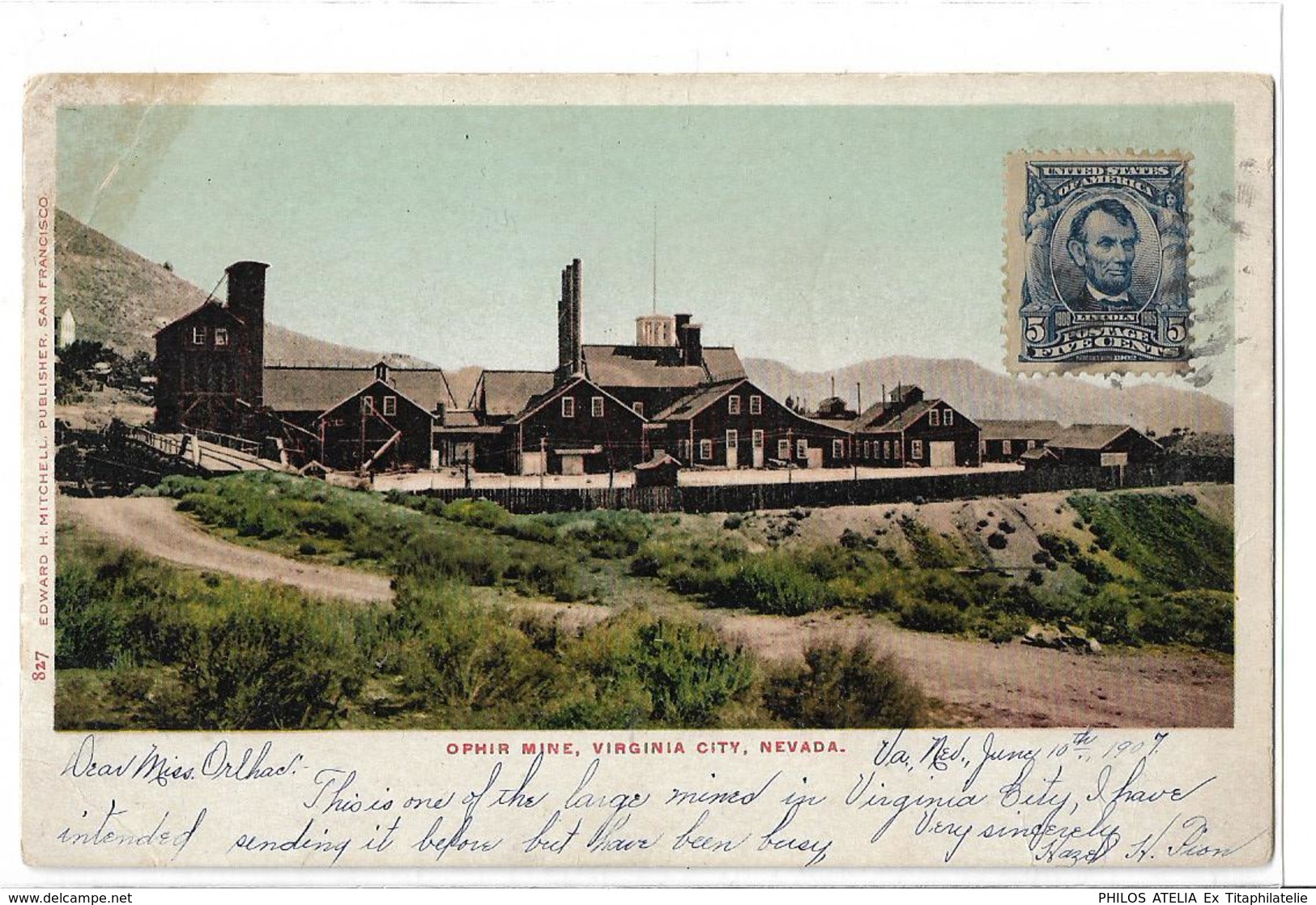 CPA Etats Unis USA United States America Ophir Mine Virginia City Nevada Edward H Mitchell Publisher San Francisco - Sonstige & Ohne Zuordnung