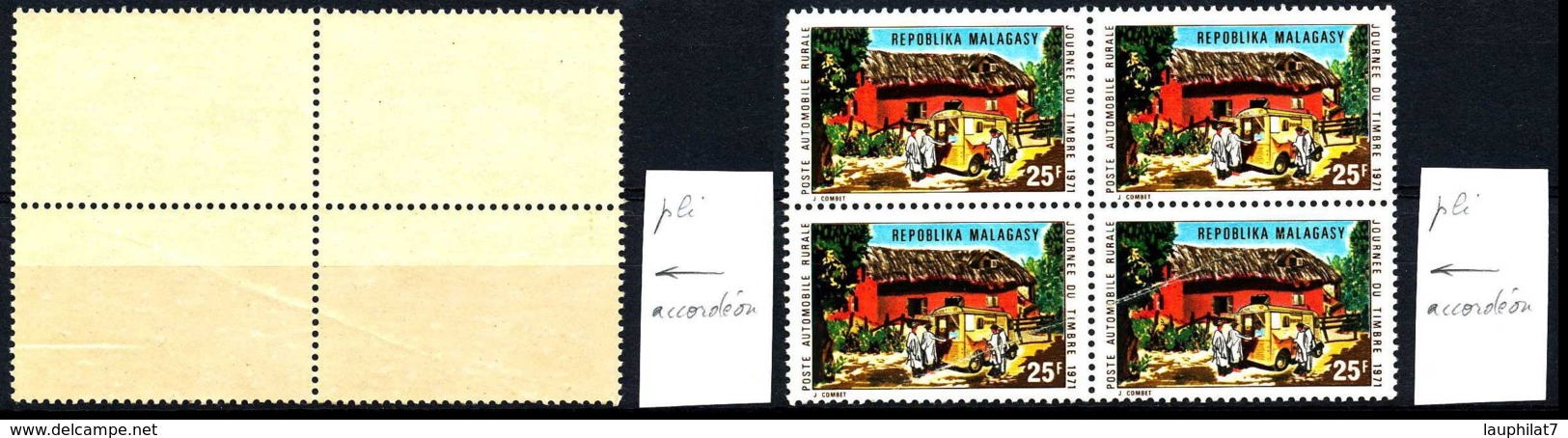 [804806]TB//**/Mnh-Madagascar 1971, Journée Du Timbre, La Poste En Camionnette, En BD4 Avec Curiosité: Gros Pli Accordéo - Madagascar (1960-...)