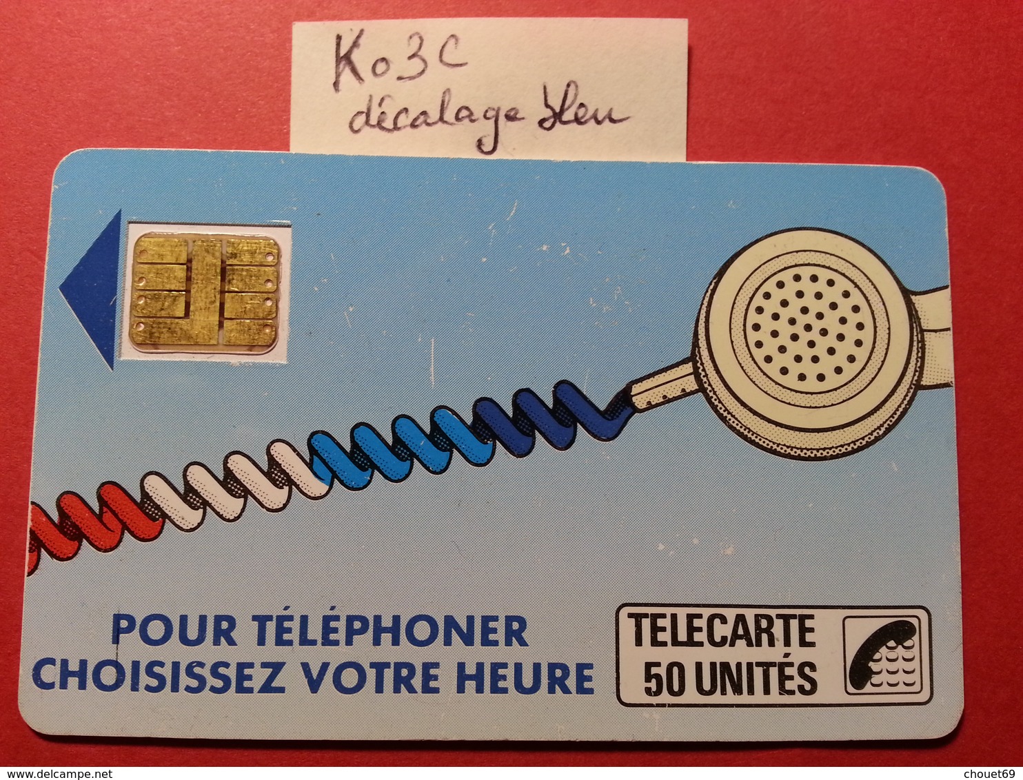 Ko3C Cordon Bleu Glacé 50u SC3 Décalage Bleu Clair Au Verso Texte 7 Sous E - Trou 7 - Lot N°103625 - Telefonschnur (Cordon)