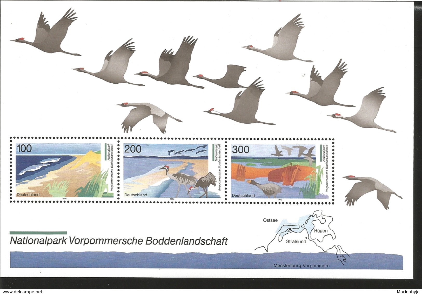 V) 1996 GERMANY, NATIONALPARK VORPOMMERSCHE BODDENLANDSCHAFT, MNH - Unused Stamps