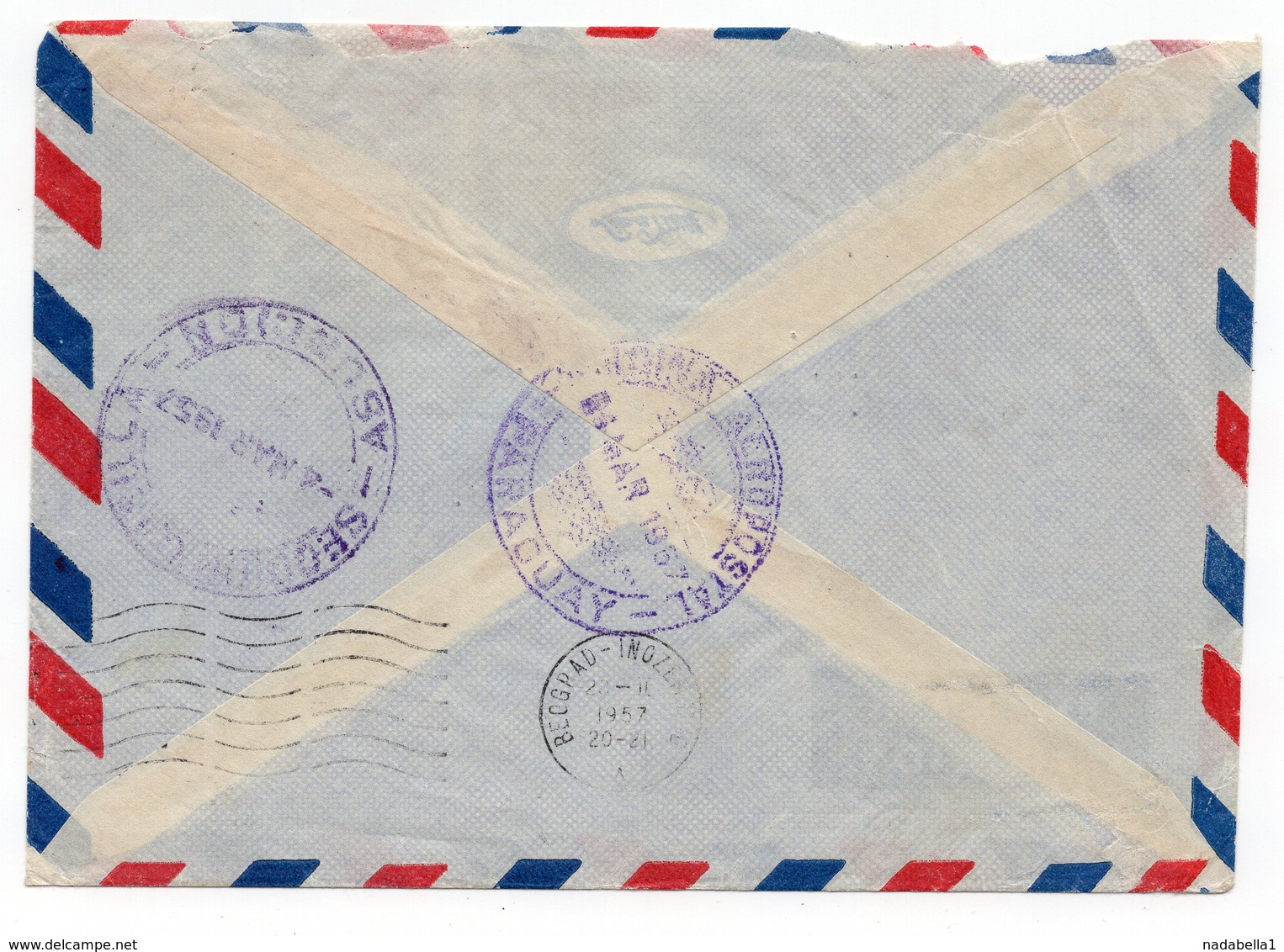 1957 YUGOSLAVIA, CROATIA, RIJEKA TO ASUNCION, PARAGUAY, SOUTH AMERICA, AIR MAIL - Covers & Documents