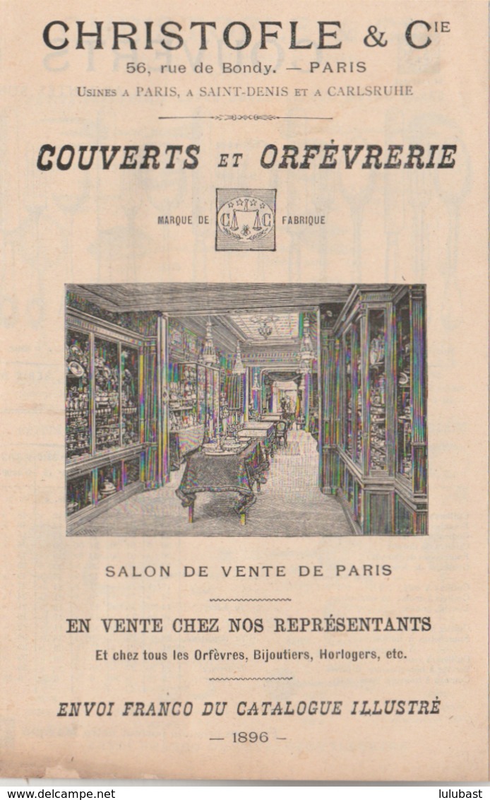 Paris, 56 Rue De Bondy. Prix-courant De La Maison CHRISTOFLE & Cie Superbement Illustré. (document) - 1800 – 1899