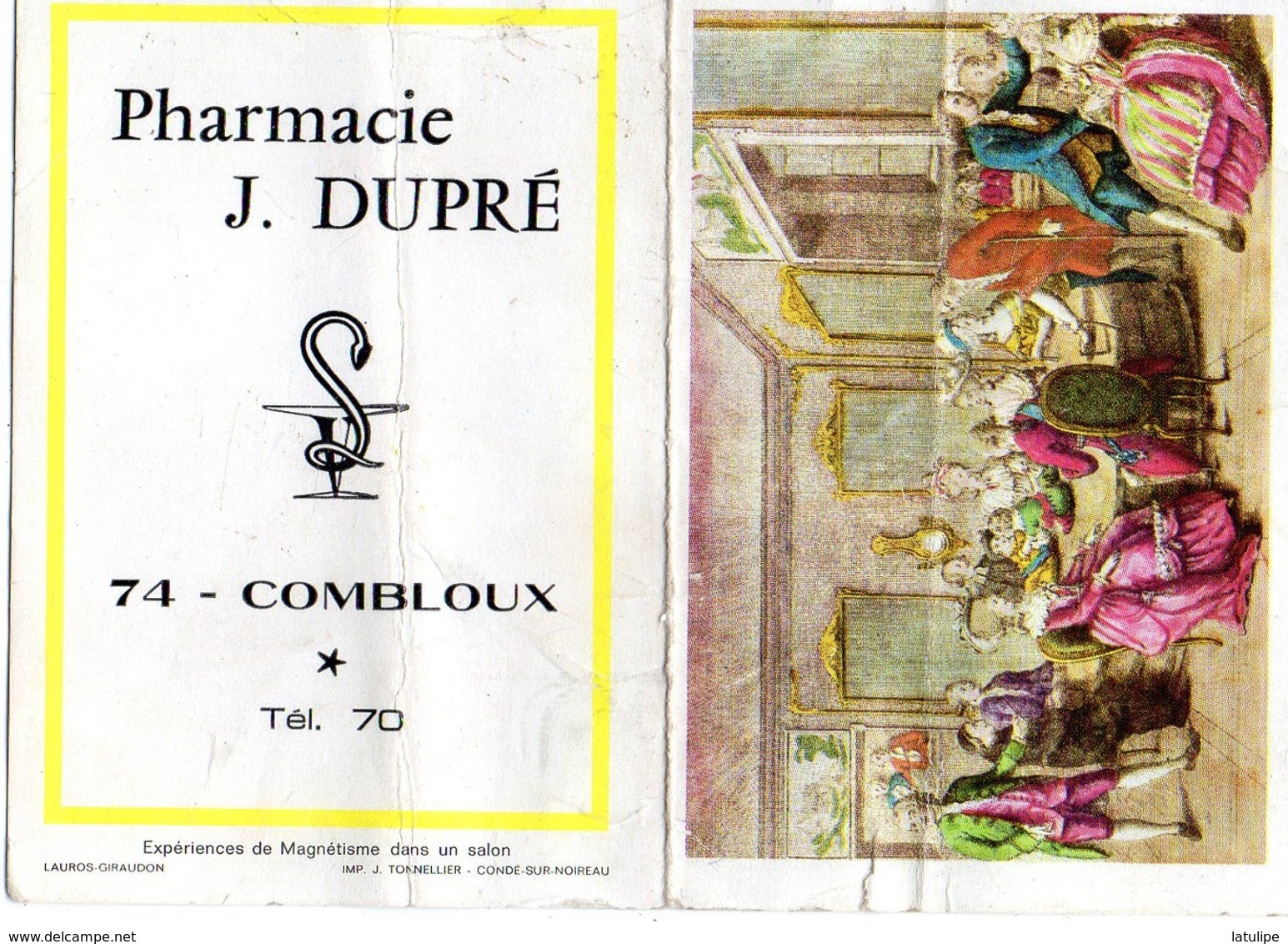 Combloux  74   Calendrier  P-F   1972 De La Pharmacie J  Dupré  Tel 70 - Combloux