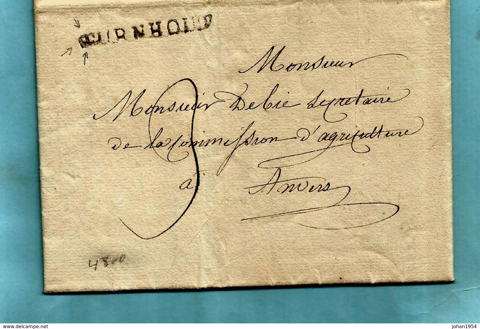 Brief Met Inhoud 19/01/1822, Griffe TURNHOUT (43x5 Mm - Herlant 11), Oorsprong LICHTAERT - Bourgemaitre Et Echevins ... - 1815-1830 (Dutch Period)