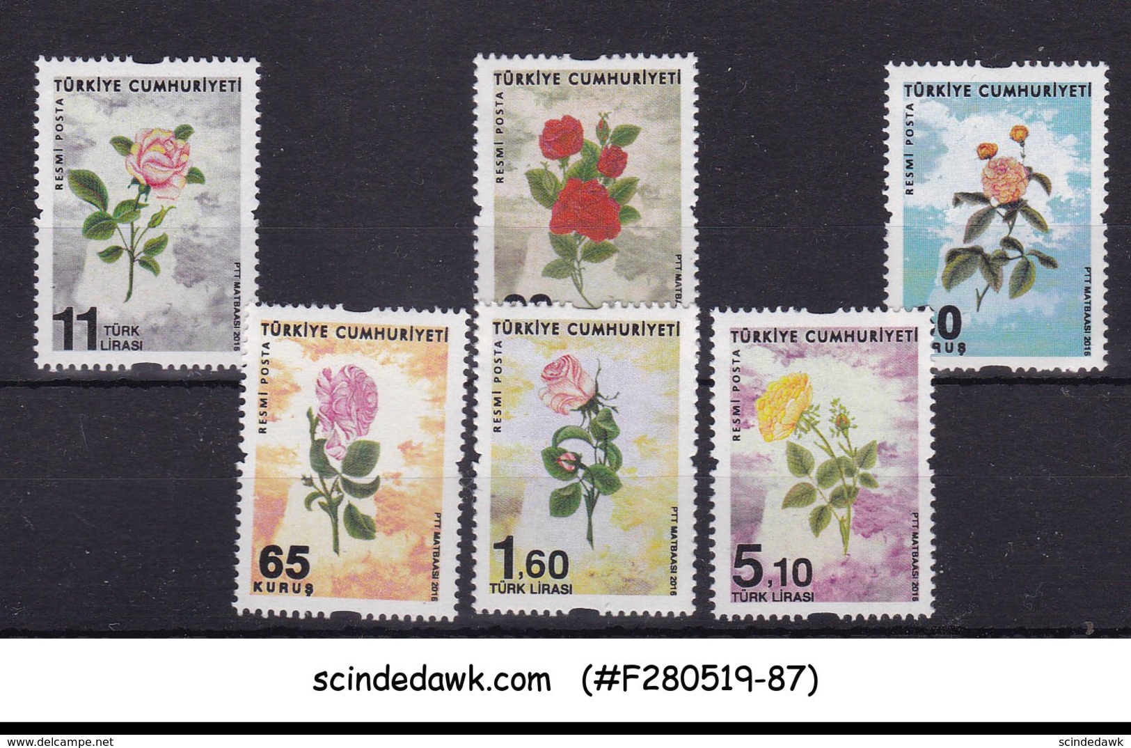 TURKEY - 2016 ROSES / FLOWERS - 6V - MINT NH - Autres & Non Classés