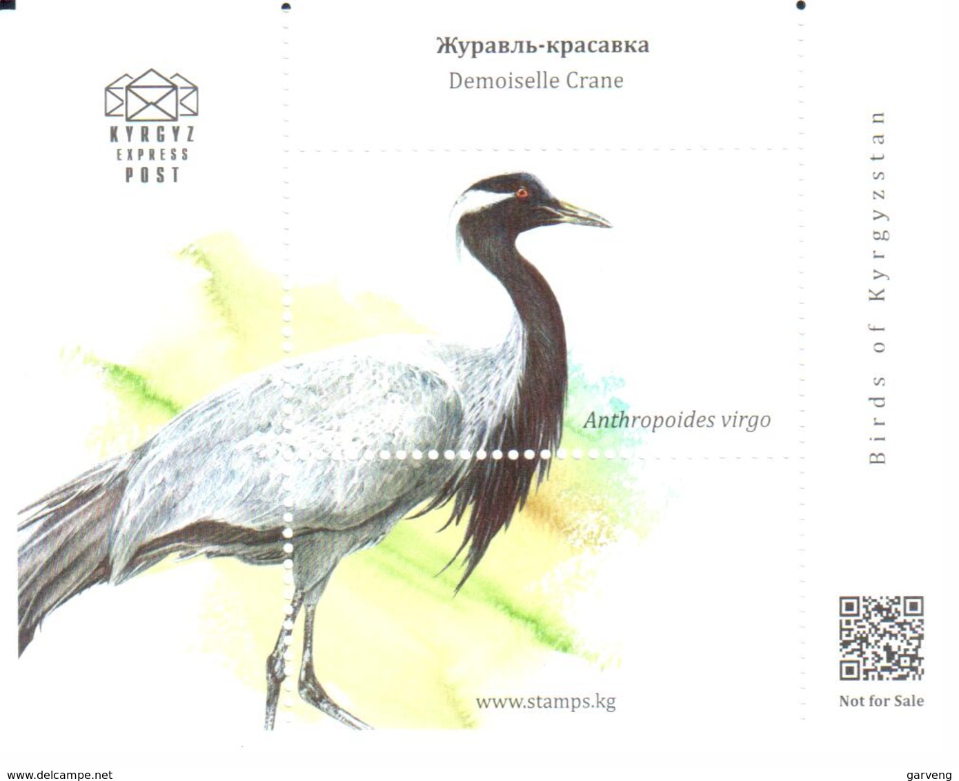 Kyrgyz Express Post 2018: Grue Demoiselle / Demoiselle Crane / Jungfernkranich (Grus Virgo) - Grues Et Gruiformes