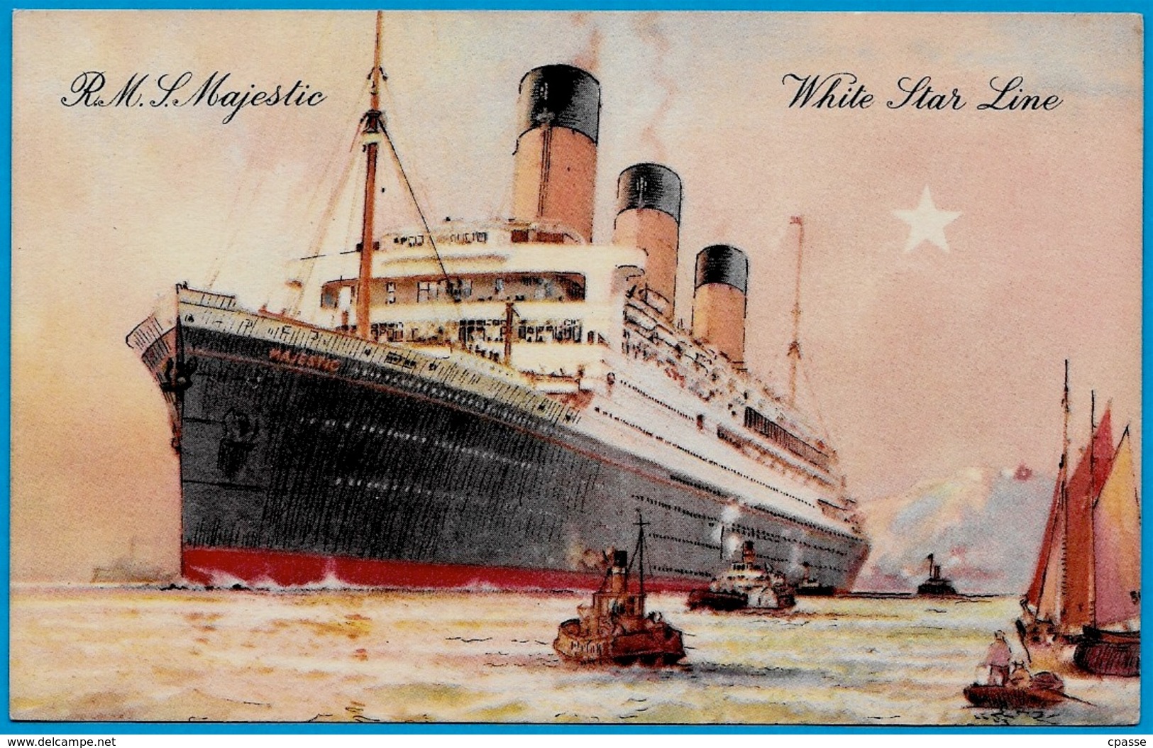 CPA PAQUEBOT R.M.S."MAJESTIC" White Star Line (Repiquage Publicitaire International Travel Agency 14 Deauville) Ship - Paquebots