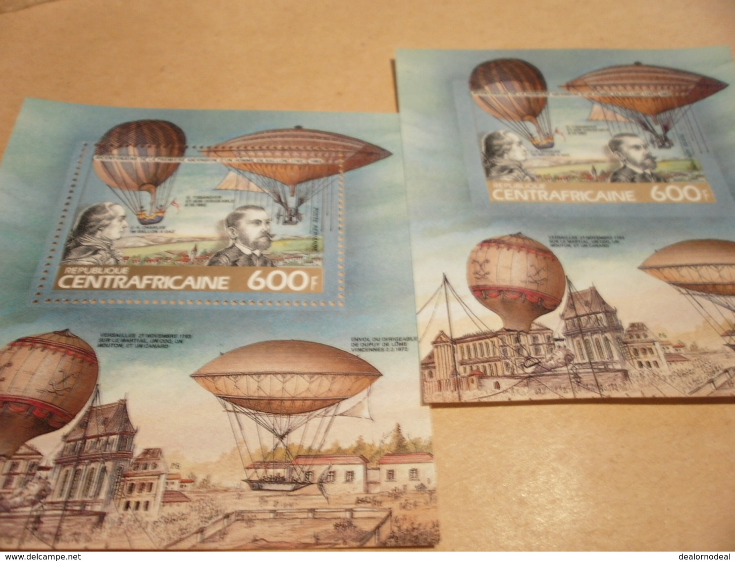 Perf And Imperf Miniature Sheets Central African Republic - 1983 - Hot-air Balloons - Airships - Centraal-Afrikaanse Republiek