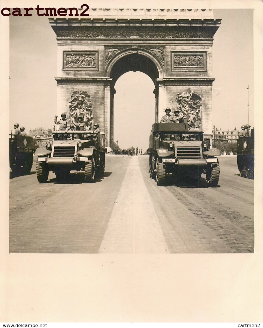LIBERATION DE PARIS GUERRE 40 DEFILE TANK JEEP BLINDEE CHAMPS-ELYSEES SOLDAT MILITAIRE GUERRE WW 39-45 LECLERC - War, Military