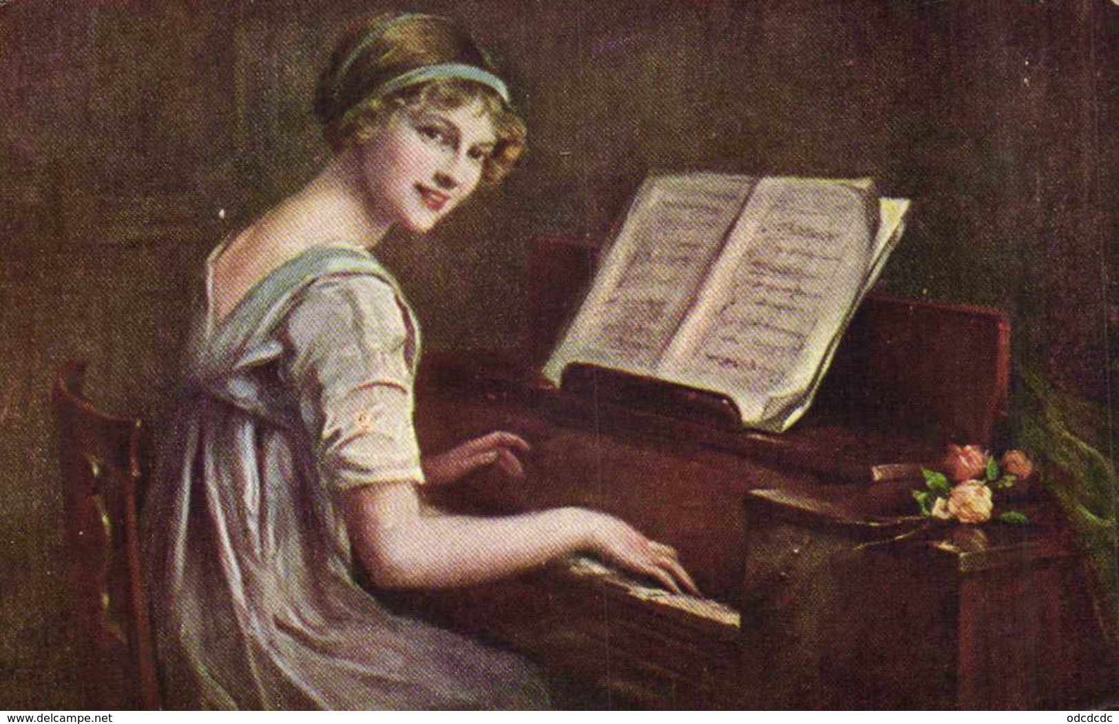 Fr Martin Kavel Allegretto Jeune Femme Au Piano RV - Peintures & Tableaux