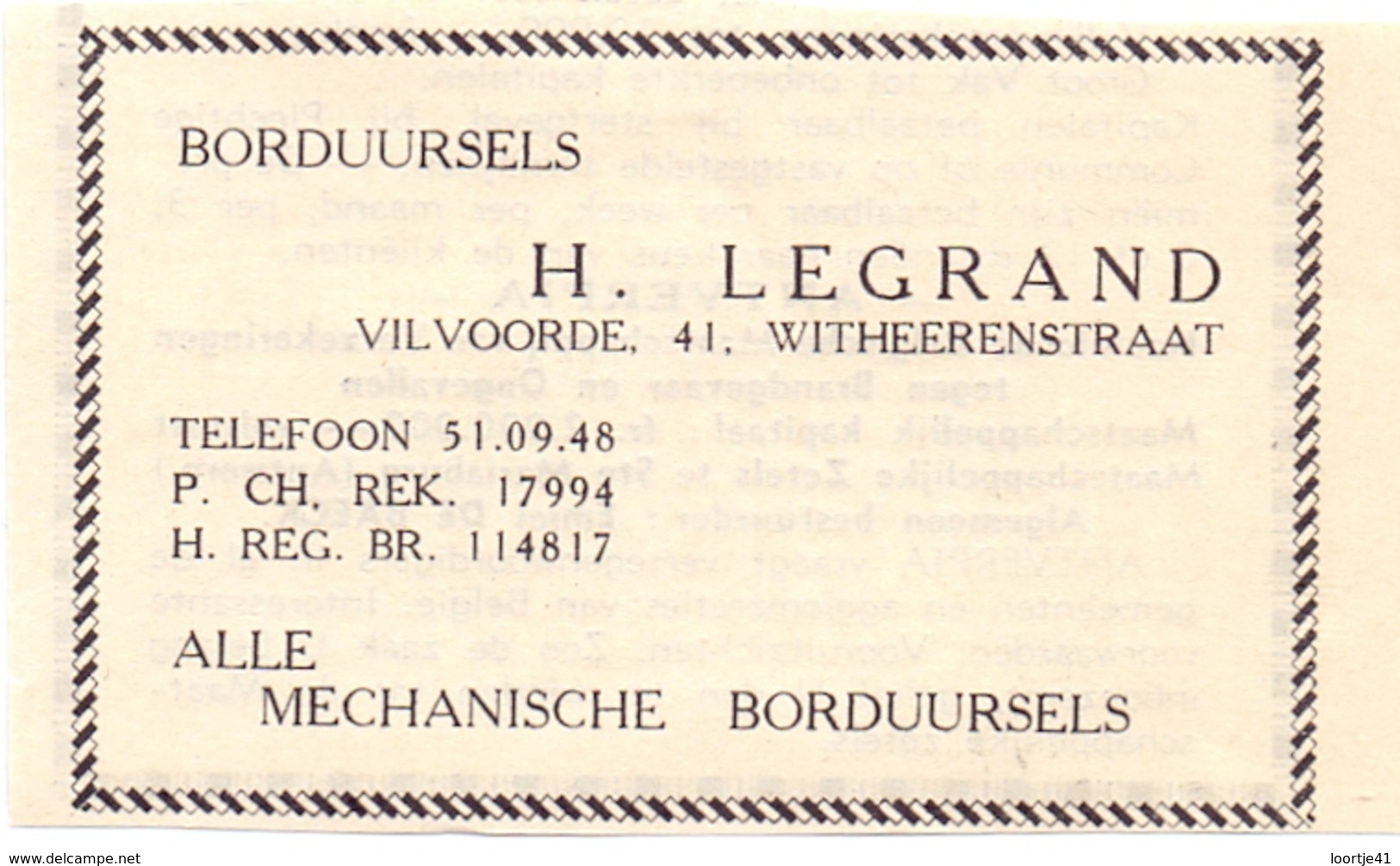 Pub Reclame Org. Knipsel Tijdschrift - Borduursels H. Legrand - Vilvoorde - 1946 - Advertising