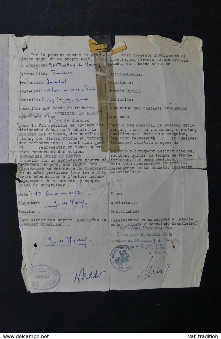 BRÉSIL - Document Avec Fiscaux  Brésilien En 1954 -  L 31618 - Briefe U. Dokumente