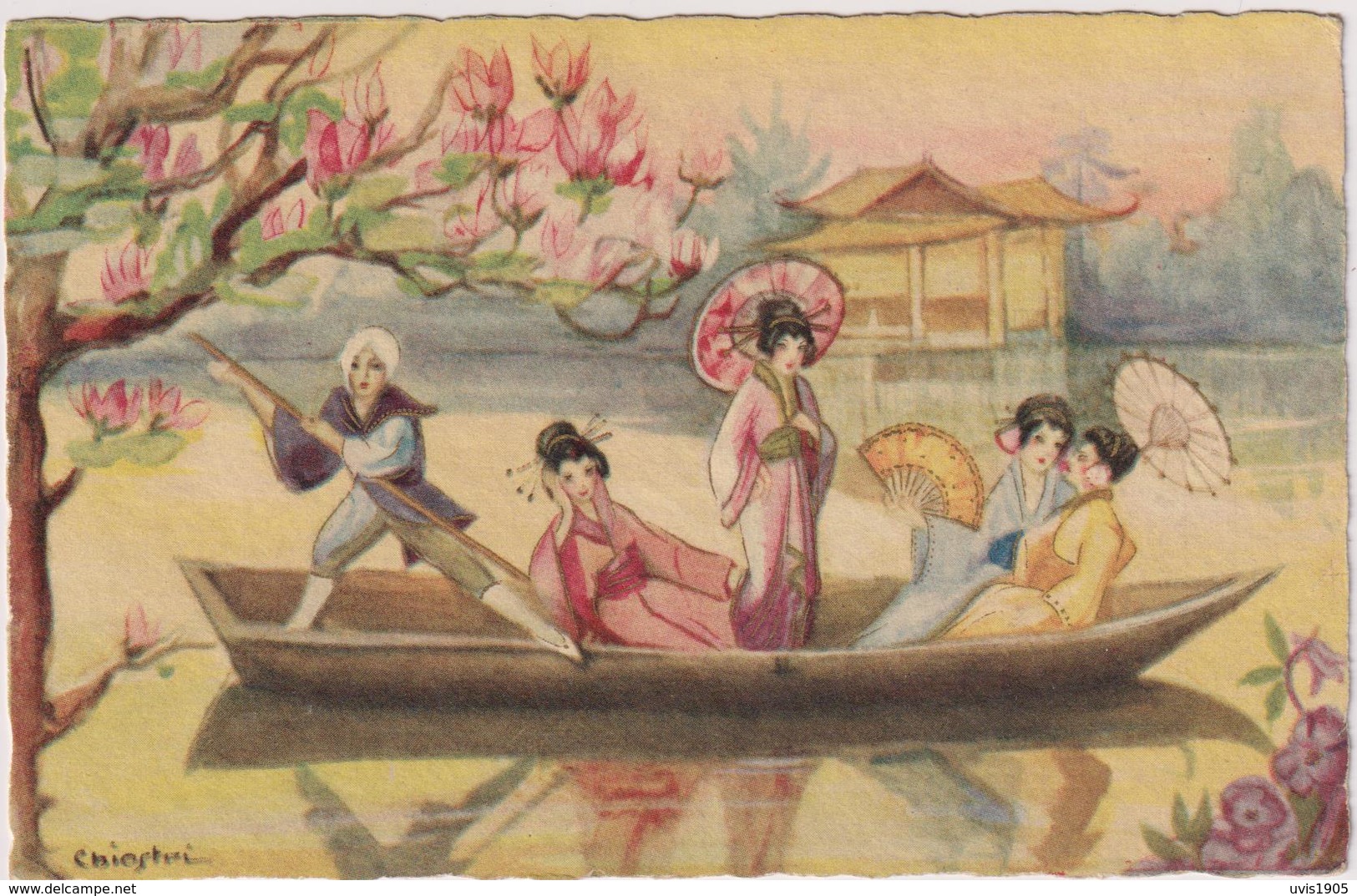 Chiostri.Japan Geishas On Boat.Ballerini & Fratini Edition Nr.318 - Chiostri, Carlo