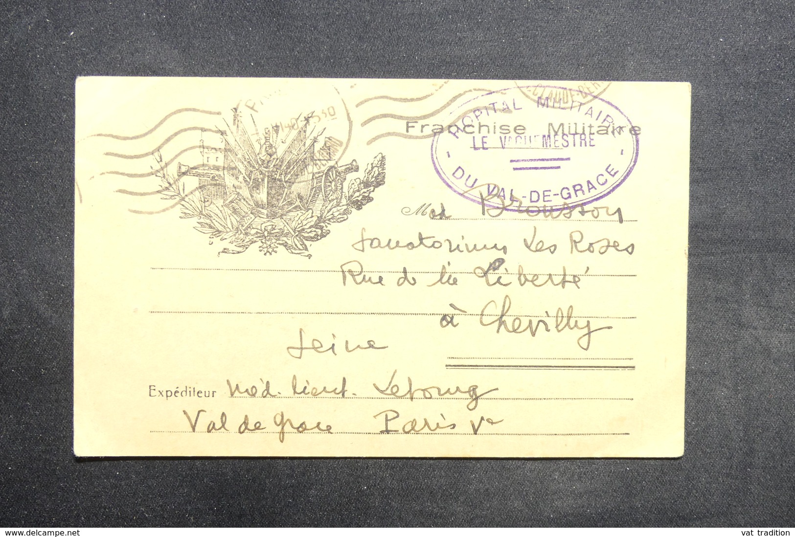 FRANCE - Carte FM De L 'hôpital Militaire Val De Grâce De Paris Pour Chevilly En 1940 -  L 31632 - Guerre De 1939-45
