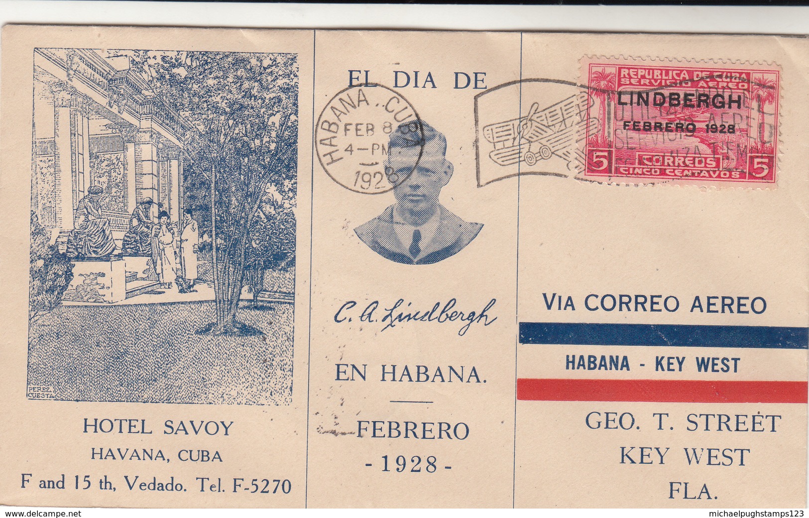 Cuba / Airmail / U.S. / Lindbergh / Hotels - Other & Unclassified