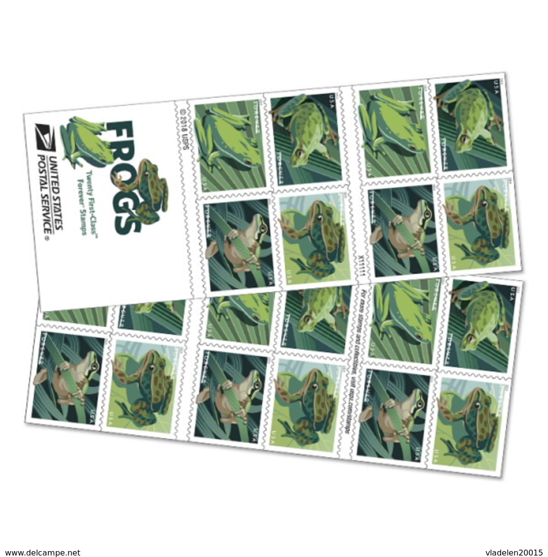 US Stamps 2019. - Frogs. Booklet (20 Stamps) - Pre-order. - 1981-...