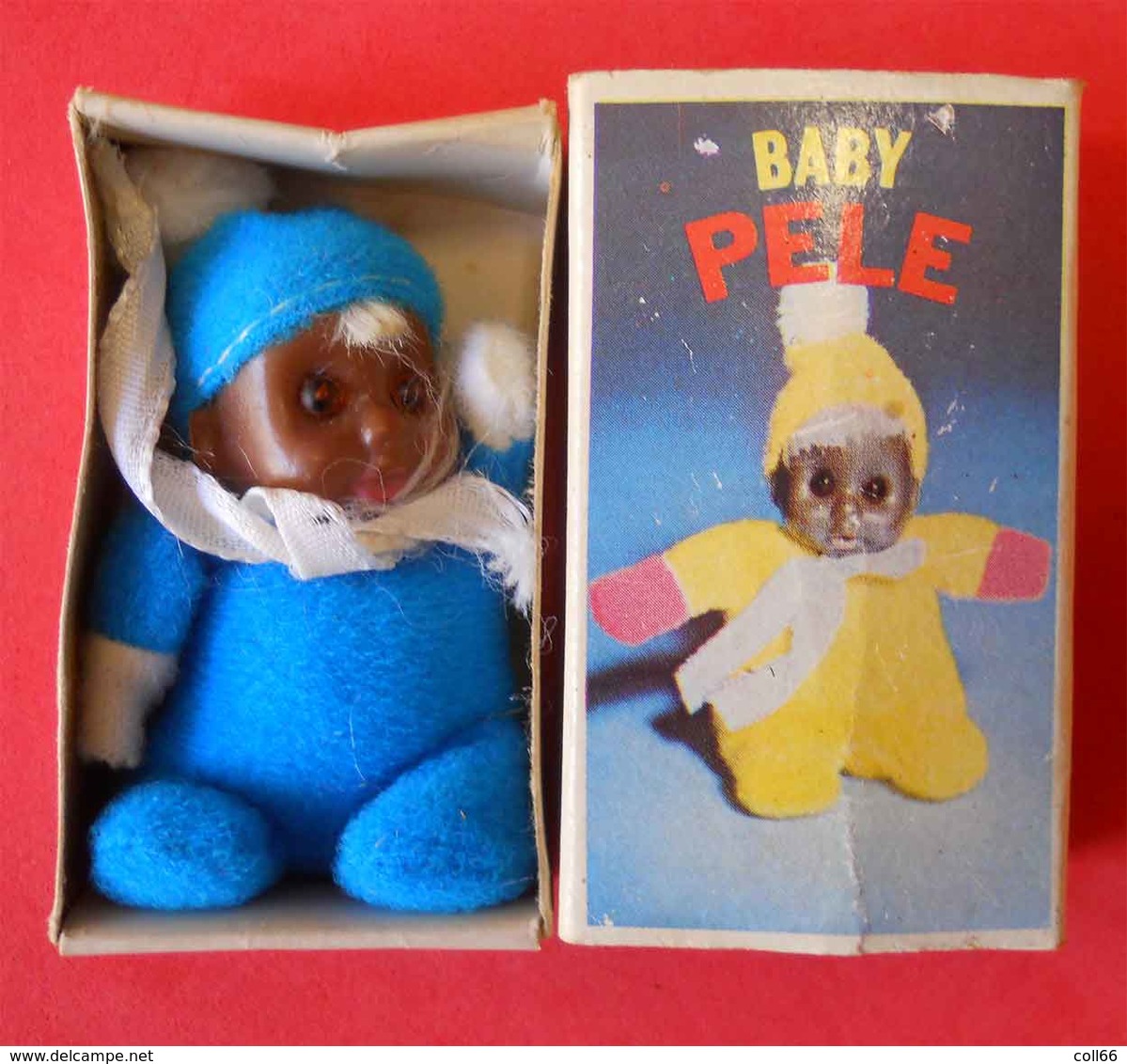 RARE Baby PELE Vintage Matchbox Black Baby Doll Bébé Noir Hommage Roi Pelé Foot  Boite 7x4x2.5 Cms - Toy Memorabilia