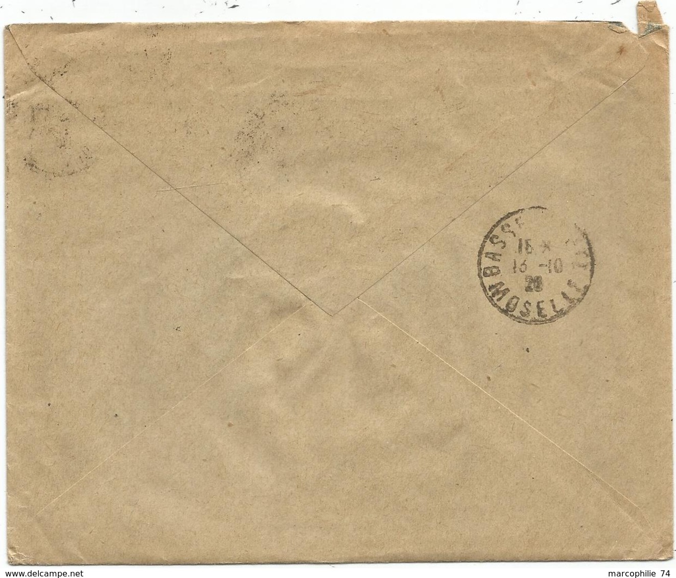 SEMEUSE 50C LIGNEE VERT N°198 PERFORE HW LETTRE F WENDEL AMBULANT AUDUN LE TICHE A THIONVILLE 13.10.1926 - Other & Unclassified