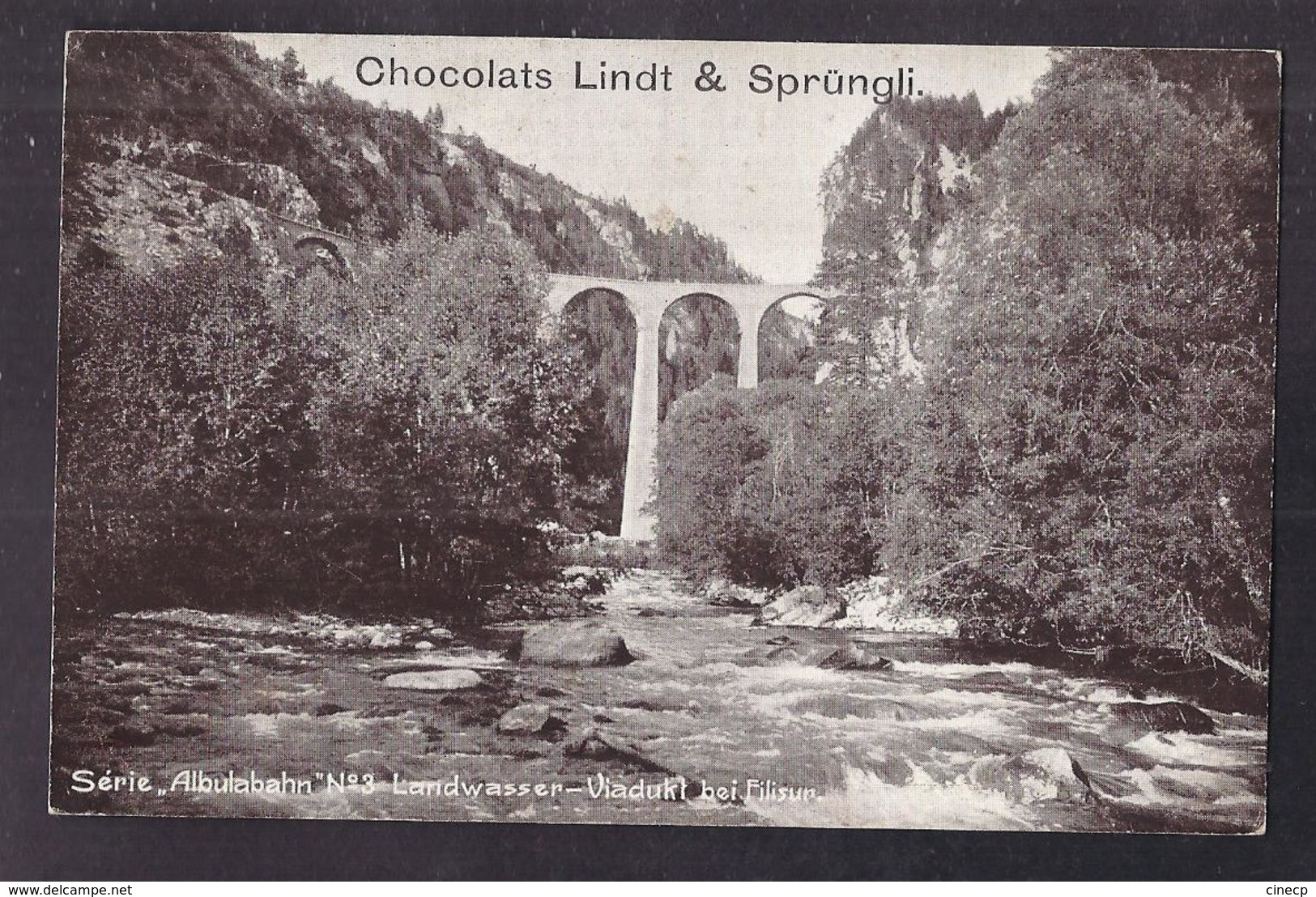 CPA SUISSE - FILISUR - LANDWASSER - Viadukt Bei Filisur TB PLAN Serie " Albulabahn " Publicité Chocolat LINDT + SPRÜNGLI - Filisur