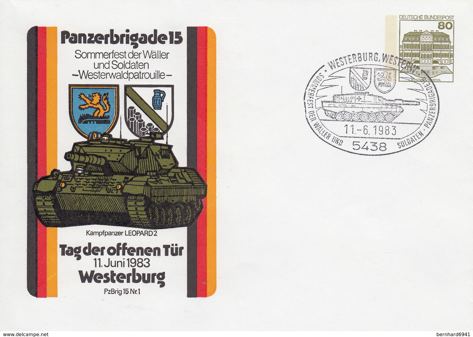 PU 117/90  Panzerbrigade 15 - Kampfpanzer Leopard 2 - Tag Der Offenen Tür 1983, Westerburg,Wetserw - Privatumschläge - Gebraucht